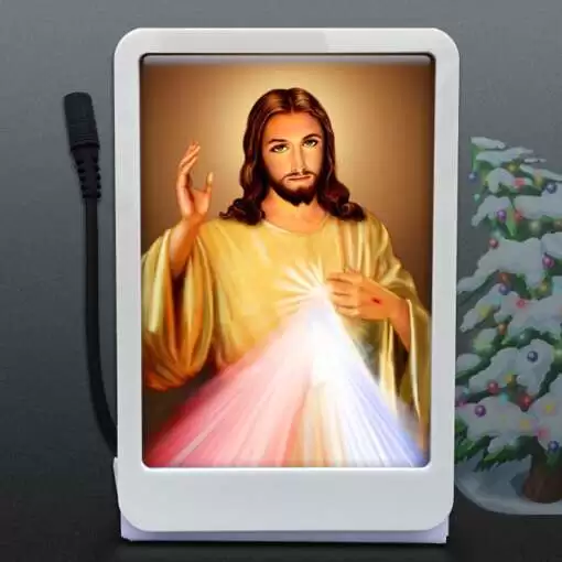 Personalized Car Dashboard LED Photo Frame 6x9 cm Single | Jesus 1