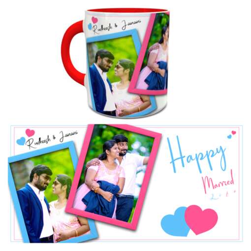 Anniversary Combo Gifts | Heart Wooden Engraving | Red Mug 3