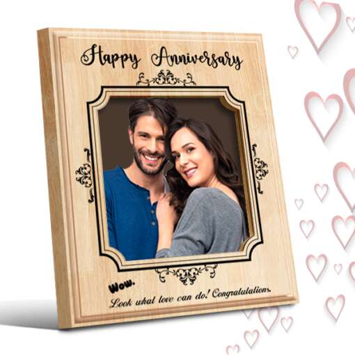 Personalized Anniversary Gifts (12 x 9 in) Design 4 | Photo on Wood | Wooden Engraving Photo Frame & Plaques 1