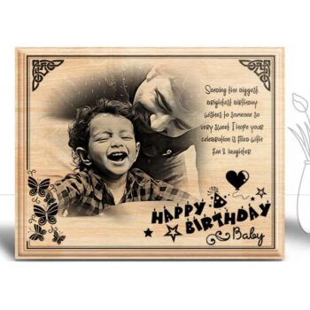 Personalized Birthday Gifts (10 x 8 in) Design 2 | Photo on Wood | Wooden Engraving Photo Frame & Plaques for Kids | Boy | Girls 5