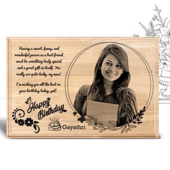 Personalized Birthday Gifts (12 x 8 in) | Photo on Wood | Wooden Engraving Photo Frame & Plaques for Girls 5