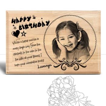 Personalized Birthday Gifts (12 x 8 in) | Photo on Wood | Wooden Engraving Photo Frame & Plaques for Kids | Boy | Girls 5