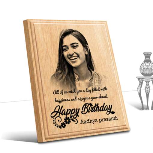 Personalized Birthday Gifts (4 x 5 in) Design1 | Photo on Wood | Wooden Engraving Photo Frame & Plaques for Girl 1