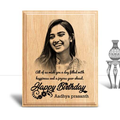 Personalized Birthday Gifts (4 x 5 in) Design1 | Photo on Wood | Wooden Engraving Photo Frame & Plaques for Girl 2