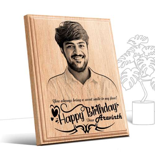 Personalized Birthday Gifts (4 x 5 in) | Photo on Wood | Wooden Engraving Photo Frame & Plaques for Boy 1