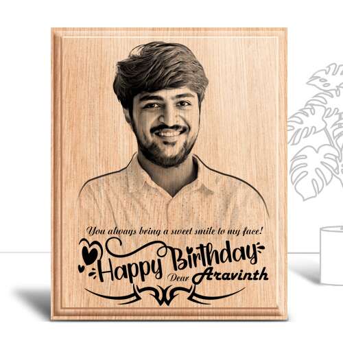 Personalized Birthday Gifts (4 x 5 in) | Photo on Wood | Wooden Engraving Photo Frame & Plaques for Boy 2