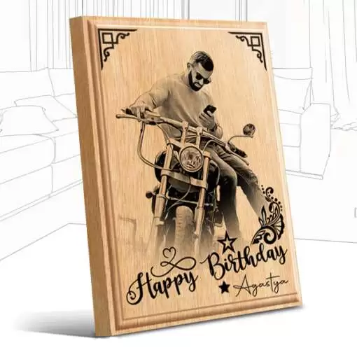 Personalized Birthday Gifts (5 x 7 in) | Photo on Wood | Wooden Engraving Photo Frame & Plaques for Boy 1