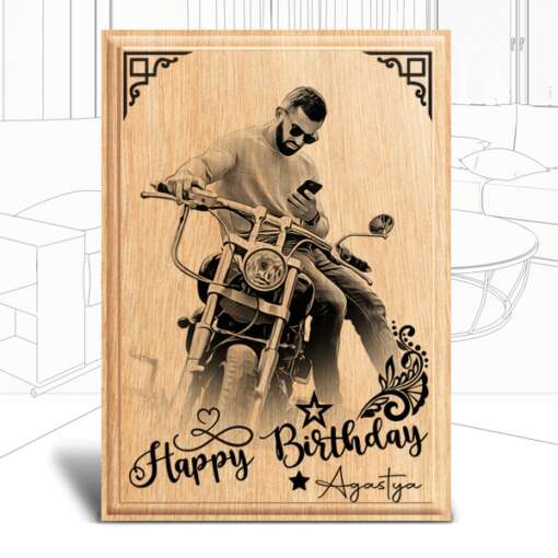 Personalized Birthday Gifts (5 x 7 in) | Photo on Wood | Wooden Engraving Photo Frame & Plaques for Boy 2