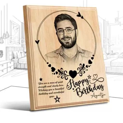 Personalized Birthday Gifts (8 x 10 in) | Photo on Wood | Wooden Engraving Photo Frame & Plaques for Boy 1