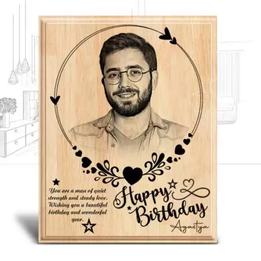Personalized Birthday Gifts (8 x 10 in) | Photo on Wood | Wooden Engraving Photo Frame & Plaques for Boy 2