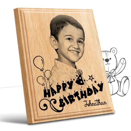 Personalized Birthday Gifts (4 x 5 in) | Photo on Wood | Wooden Engraving Photo Frame & Plaques for Kids | Boy | Girls 1