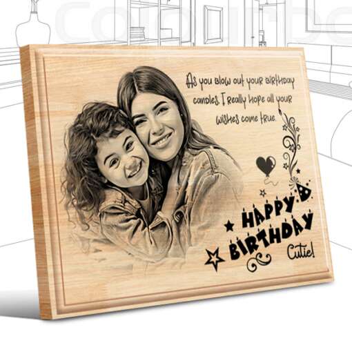 Personalized Birthday Gifts (8 x 6 in) | Photo on Wood | Wooden Engraving Photo Frame & Plaques for Kids | Boy | Girls 1