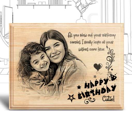 Personalized Birthday Gifts (8 x 6 in) | Photo on Wood | Wooden Engraving Photo Frame & Plaques for Kids | Boy | Girls 2