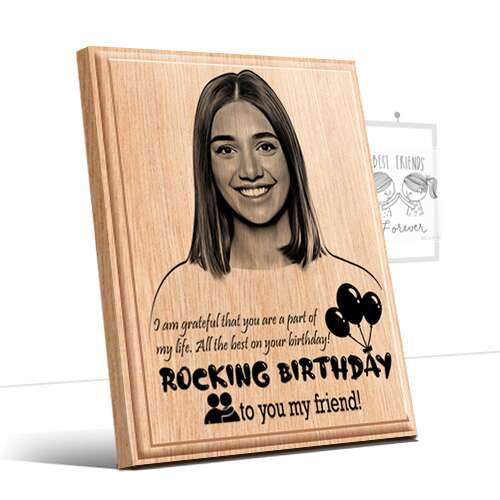 Personalized Birthday Gifts (4 x 5 in) Design2 | Photo on Wood | Wooden Engraving Photo Frame & Plaques for Girl 1