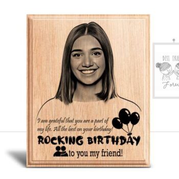 Personalized Birthday Gifts (4 x 5 in) Design2 | Photo on Wood | Wooden Engraving Photo Frame & Plaques for Girl 5
