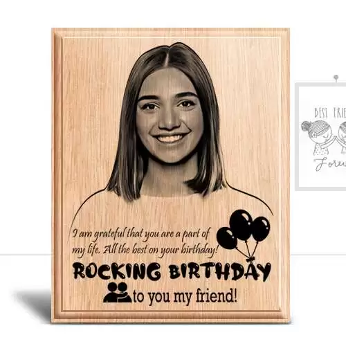 Personalized Birthday Gifts (4 x 5 in) Design2 | Photo on Wood | Wooden Engraving Photo Frame & Plaques for Girl 2