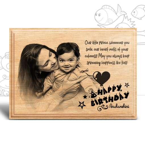 Personalized Birthday Gifts (7 x 5 in) | Photo on Wood | Wooden Engraving Photo Frame & Plaques for Kids | Boy | Girls 2