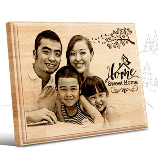 Personalized Family Gifts (10 x 8 in) | Photo on Wood | Wooden Engraving Photo Frame & Plaques 1
