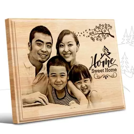 Personalized Family Gifts (10 x 8 in) | Photo on Wood | Wooden Engraving Photo Frame & Plaques 1