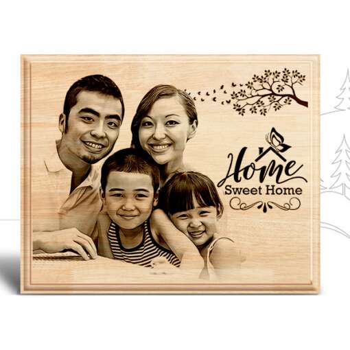 Personalized Family Gifts (10 x 8 in) | Photo on Wood | Wooden Engraving Photo Frame & Plaques 2