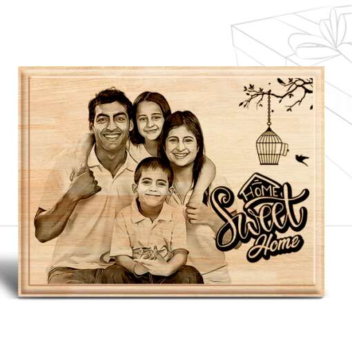 Personalized Family Gifts (8 x 6 in) | Photo on Wood | Wooden Engraving Photo Frame & Plaques 2