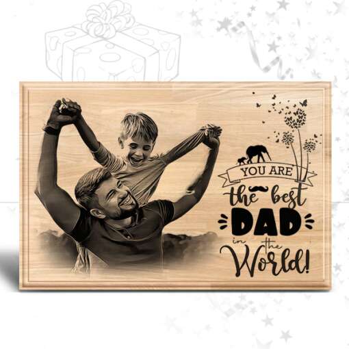 Personalized Father's day Gifts (12 x 8 in) | Photo on Wood | Wooden Engraving Photo Frame & Plaques 2