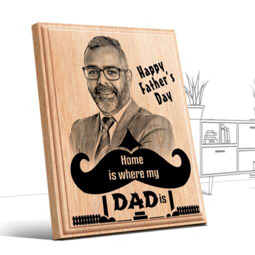Personalized Father's day Gifts (4 x 5 in) | Photo on Wood | Wooden Engraving Photo Frame & Plaques 1