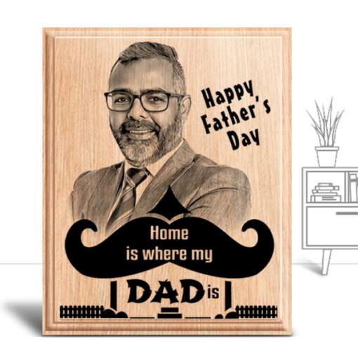 Personalized Father's day Gifts (4 x 5 in) | Photo on Wood | Wooden Engraving Photo Frame & Plaques 2