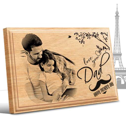 Personalized Father's day Gifts (6 x 4 in) | Photo on Wood | Wooden Engraving Photo Frame & Plaques 1