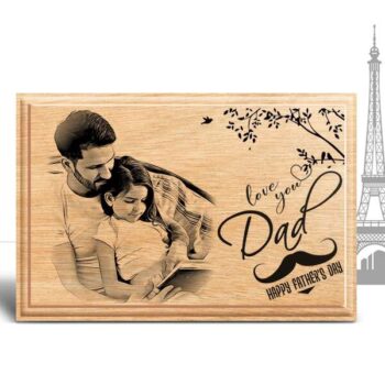 Personalized Father's day Gifts (6 x 4 in) | Photo on Wood | Wooden Engraving Photo Frame & Plaques 5