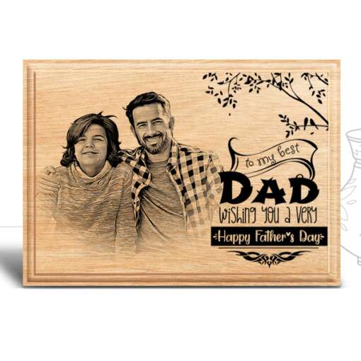 Personalized Father's day Gifts (7 x 5 in) | Photo on Wood | Wooden Engraving Photo Frame & Plaques 2