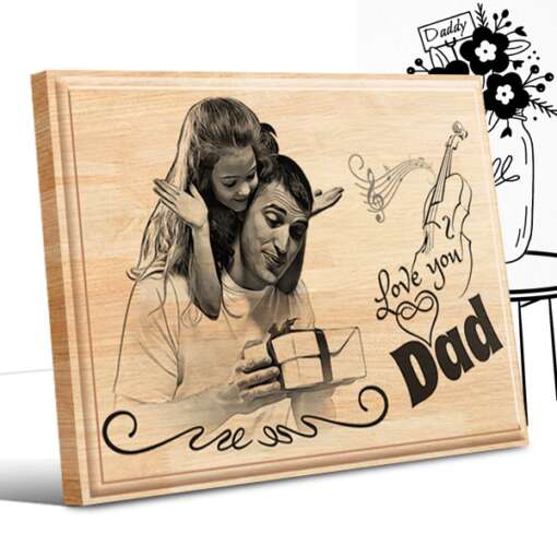 Personalized Father's day Gifts (8 x 6 in) | Photo on Wood | Wooden Engraving Photo Frame & Plaques 1