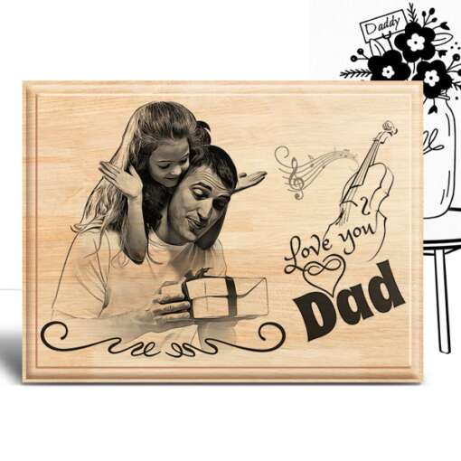 Personalized Father's day Gifts (8 x 6 in) | Photo on Wood | Wooden Engraving Photo Frame & Plaques 2