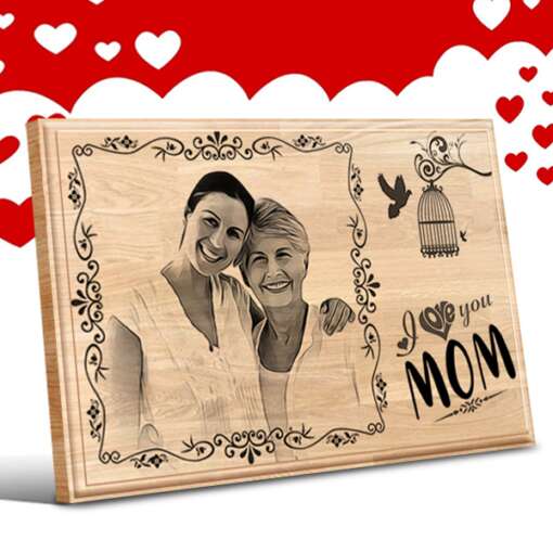 Personalized Mother's day Gifts (12 x 8 in) | Photo on Wood | Wooden Engraving Photo Frame & Plaques 1