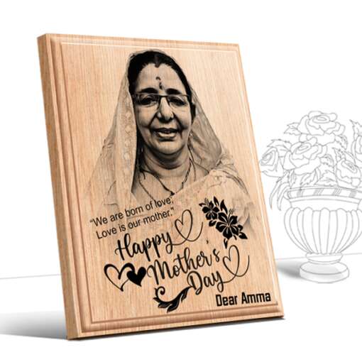 Personalized Mother's day Gifts (4 x 5 in) | Photo on Wood | Wooden Engraving Photo Frame & Plaques 1