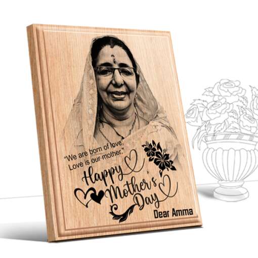 Engraved Wood Photo for Mother