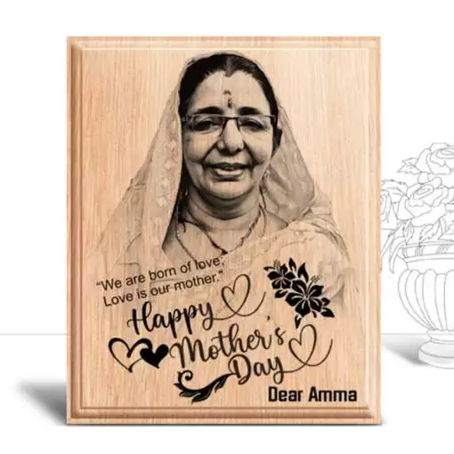 Personalized Mother's day Gifts (4 x 5 in) | Photo on Wood | Wooden Engraving Photo Frame & Plaques 2