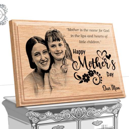 Personalized Mother's day Gifts (6 x 4 in) | Photo on Wood | Wooden Engraving Photo Frame & Plaques 1