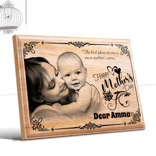 Personalized Mother's day Gifts (8 x 6 in) | Photo on Wood | Wooden Engraving Photo Frame & Plaques 1