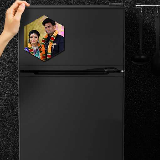 Personalized Photo Magnets Fridge | Wedding Gift | Hexagon