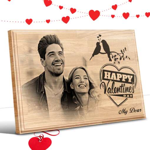 Personalized Valentines day Gifts (12 x 8 in) | Photo on Wood | Wooden Engraving Photo Frame & Plaques 1