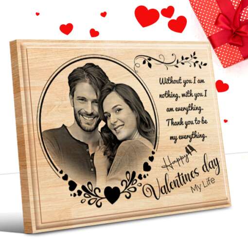 Personalized Valentines day Gifts (8 x 6 in) | Photo on Wood | Wooden Engraving Photo Frame & Plaques 1