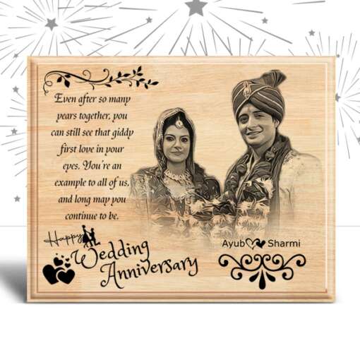 Personalized Wedding Anniversary Gifts (10 x 8 in) | Photo on Wood | Wooden Engraving Photo Frame & Plaques 2