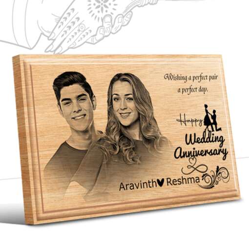 Personalized Wedding Anniversary Gifts (6 x 4 in) | Photo on Wood | Wooden Engraving Photo Frame & Plaques 1