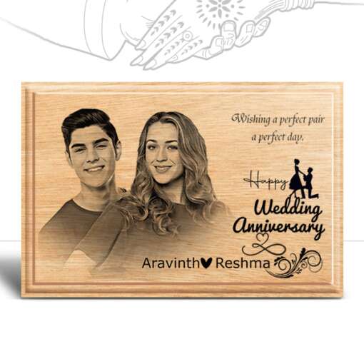 Personalized Wedding Anniversary Gifts (6 x 4 in) | Photo on Wood | Wooden Engraving Photo Frame & Plaques 2