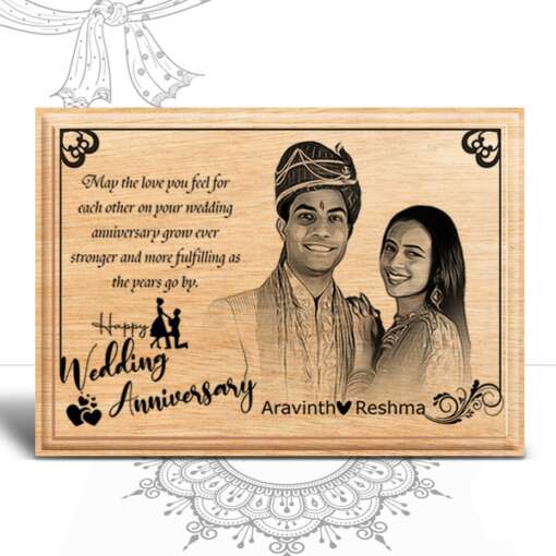 Personalized Wedding Anniversary Gifts (7 x 5 in) | Photo on Wood | Wooden Engraving Photo Frame & Plaques 2