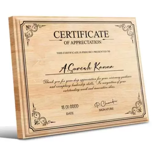 Personalized Wooden Photo Frame Certificate | Certificate on Wood | Wooden Certificate Frame & Plaques-Design 1 1