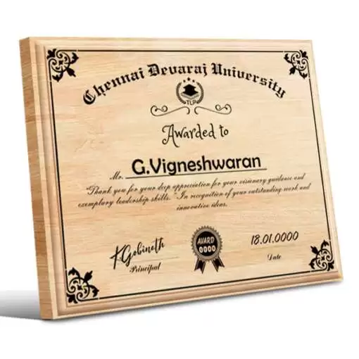 Personalized Wooden Photo Frame Certificate | Certificate on Wood | Wooden Certificate Frame & Plaques-Design 5 1