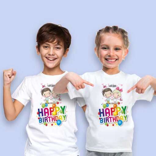 Personalized t-shirt white for Children Happy Birthday 1