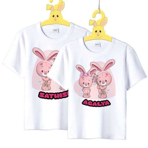 Personalized t-shirt white for Children Cute Rabbit - Image 4